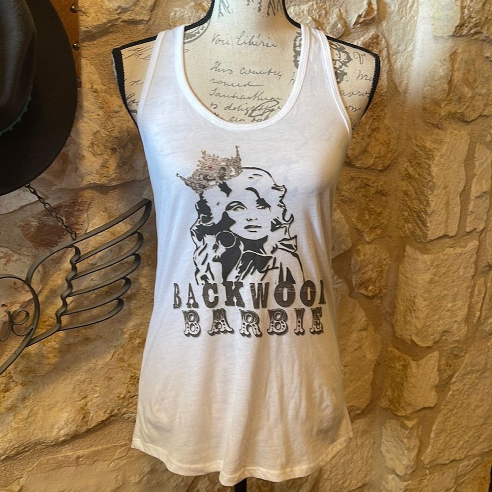 Bling A Gogo Racer Back White T-Shirt, Size M